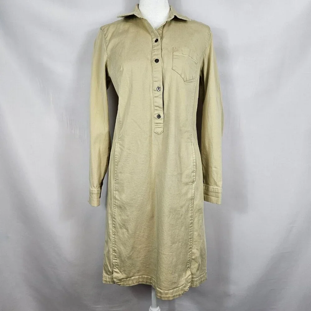Light Academia Womens 4 Khaki Tan Business Casual Cottagecore Shirt‎ Dress JJill